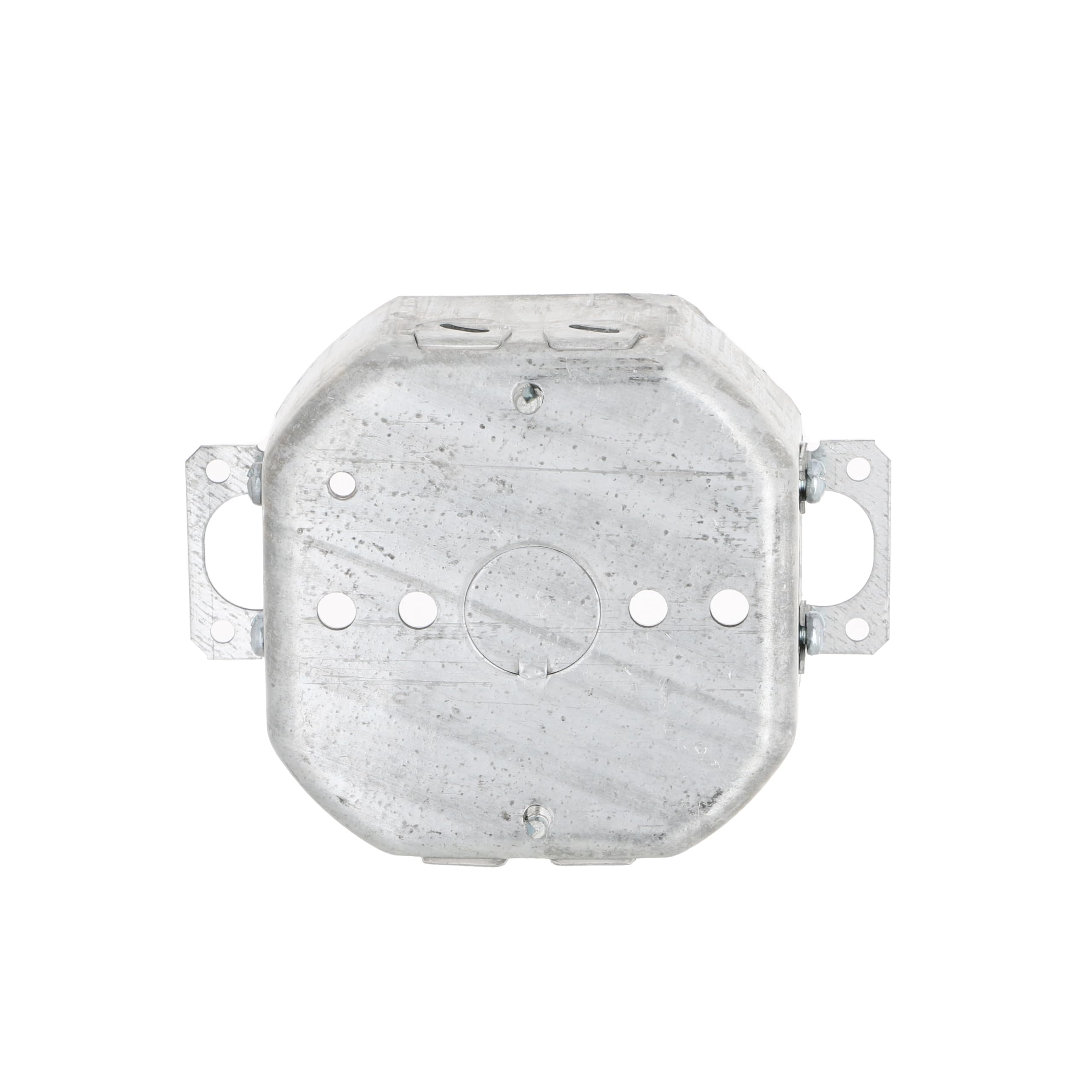 4 in. Octagon Box, Drawn, 1-1/2 in. Deep, Three 1/2 in. KO's & NMSC Clamps, Plaster Ears,Gray - Image 4